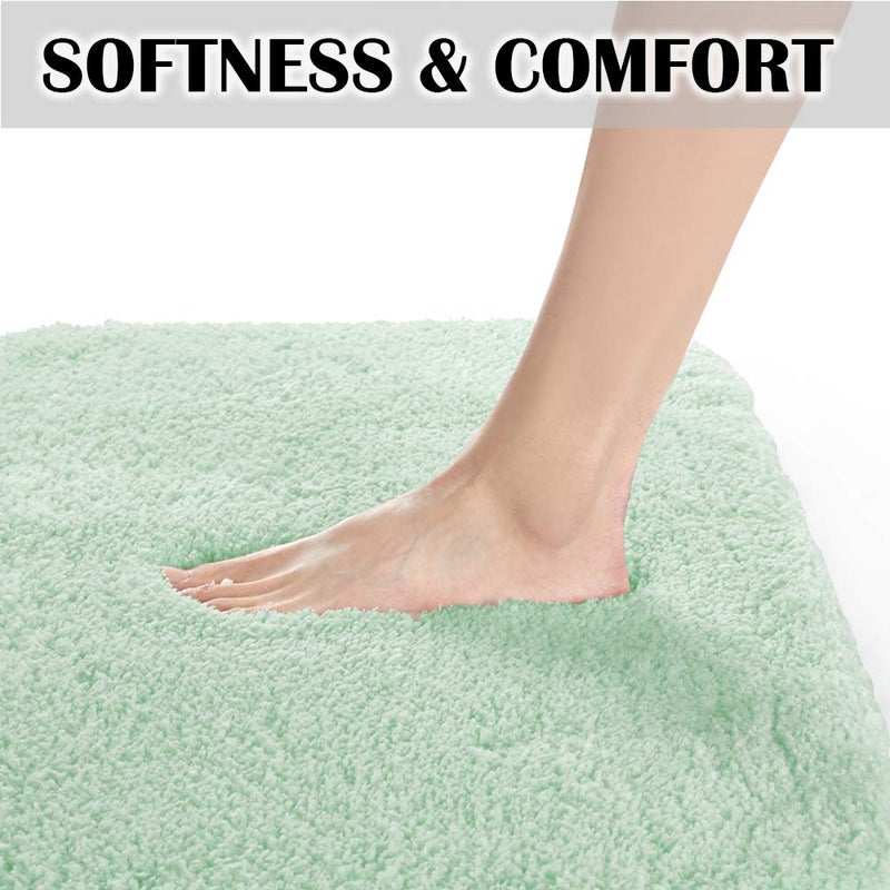 Suchtale Bathroom Contour Rug Non Slip Bath Mat Water Absorbent Soft Microfiber Shaggy Bathroom Mat Machine Washable Bath Rug for Bathroom Thick Plush U Shape Toilet Rug (20 x 24, Pale Green) - Image 5